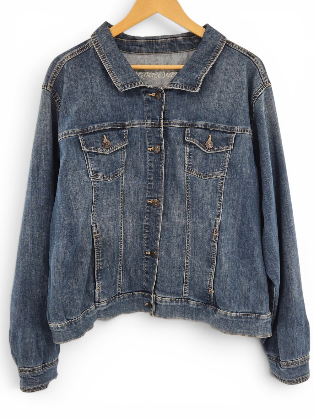 Old Navy Denim Jacket Womes XXL Stretch Trucker Blue Jean Casual Coastal Grandma